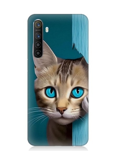 Realme Xt Uyumlu Mavi Gözlü Masum Kedi Desenli Silikon Kılıf