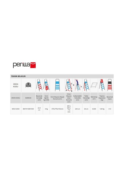 Doğrular Çift Çıkışlı 3+3 Metal Merdiven MCG12503