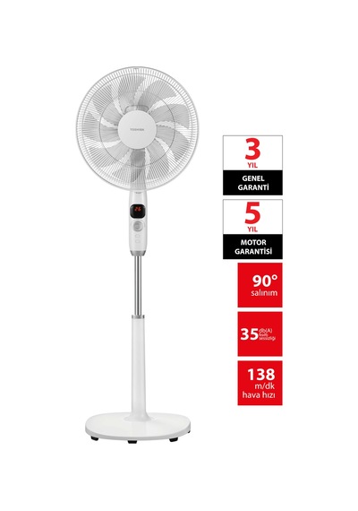 26 Hız Kademesi Ultra Sessiz Motor 9 Kanatlı Kumandalı Vantilatör F-dse70cıs W