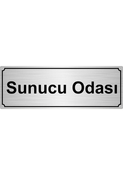 Sunucu Odası Yönlendirme Levhası 7cmx20 Cm Gümüş Renk Metal