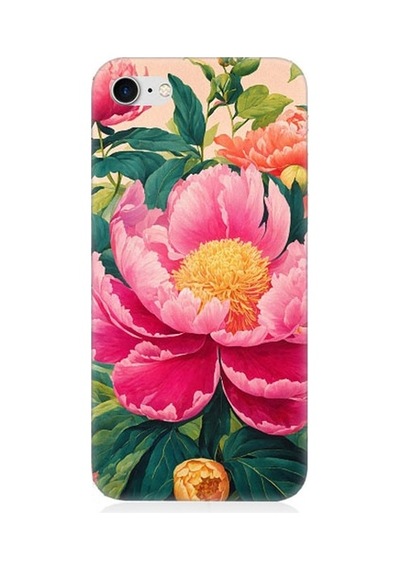 Apple Uyumlu iPhone 7 Pembe Çiçekler Desenli Silikon Kılıf