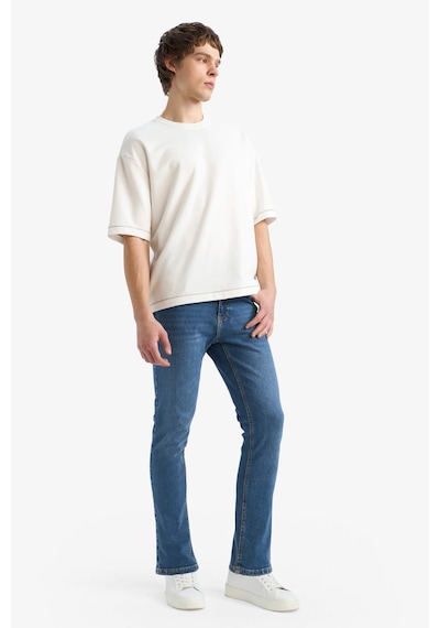 Defacto Pedro Slim Fit Dar Kalıp Normal Bel Dar Paça Jean Pantolon B8418AX24SP Mavi