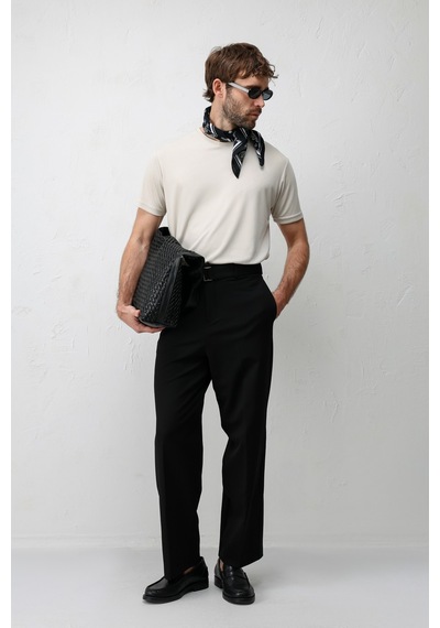 Antioch Relaxed Fit Kemerli Erkek Pantolon Siyah