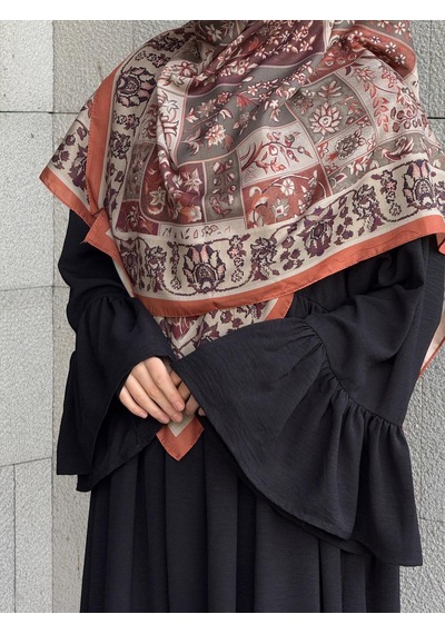 Qalortex Scarf Pamuklu Soft Osmanlı Desen Eşarp-taba