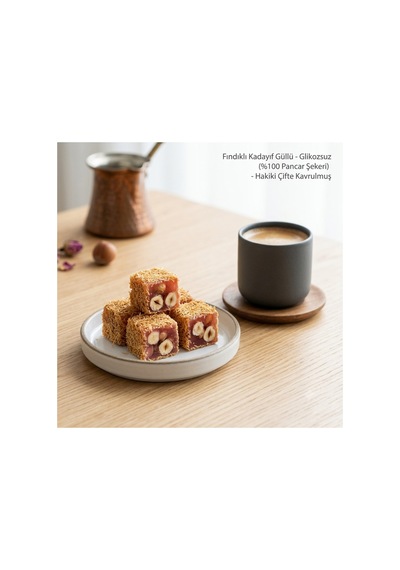Kadayıf Kaplı Güllü Fındıklı Lokum 250gr %100 Pancar Şekeri - 886782055