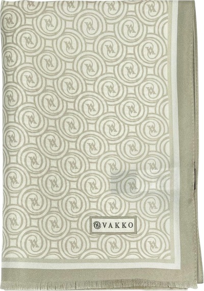 Vakko Twill İpek Şal - Helezon Monogram - Bej
