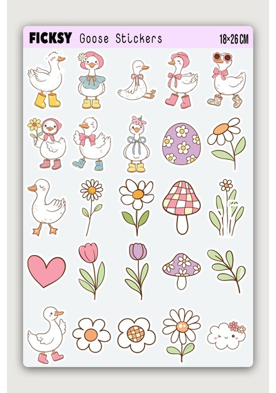 Sevimli Ördek Sticker Seti - 50 Adet Etiket Çıkartma Diğer