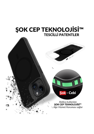 Bix iPhone Uyumlu 13 / 14 Carbon Fiber Force Magsafe Kılıf Anti-şok Teknolojili Kamera Ve Ekran Korumalı Karbon Fiber Bix iPhone Uyumlu 13 / 14 Carbon Fiber Force Magsafe Kılıf Anti-şok Teknolojili Kamera Ve Ekran Korumalı Karbon Fiber