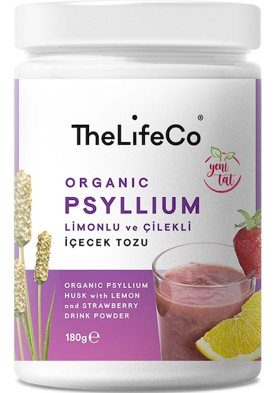 Thelifeco Organik Psyllium Limonlu ve Çilekli İçecek Tozu 180 G