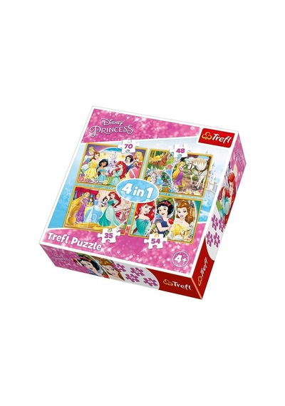 Çocuk Puzzle Happy Day Of Princesses/disney Prin 35+48+54+70 Parça 4 İn 1 Puzzle Standart