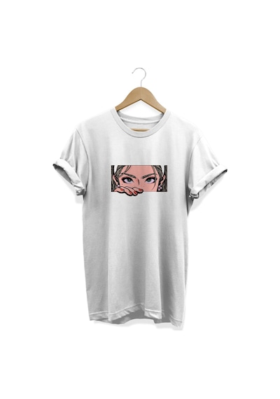 Anime Baskılı Beyaz T-shirt Beyaz