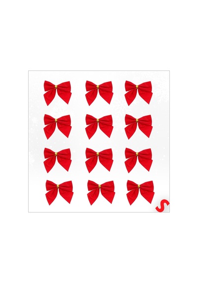 Yılbaşı Kadife Fiyonk Süs, 5,5 Cm X 12 Adet
