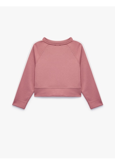 Koton Uzun Kollu Viskon Karışımlı Biyeli Bisiklet Yaka Baskılı Sweatshirt Pembe 7wkg10355ak Gül