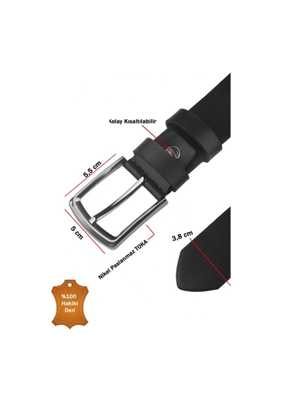 Deepsea Erkek Siyah Düz Sade Suni Deri Kemer Günlük & Spor Kemer 2602658 Siyah