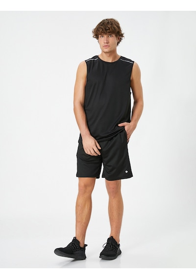 Koton Basic Spor Şort Beli Bağcıklı Cep Detaylı Siyah 4wam40018nk Siyah