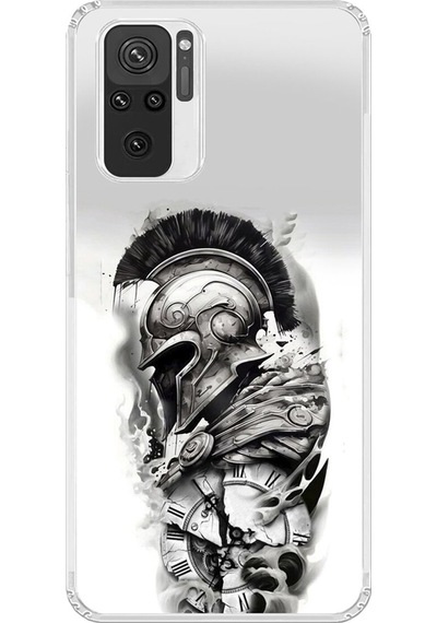 Xiaomi Redmi Note 10 Uyumlu Şeffaf Kılıf Spartan 3 Tasarımlı
