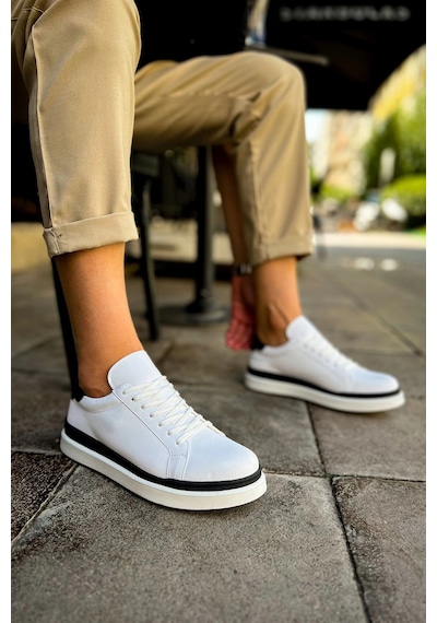 Chekich Ch979 - Santoni Gbt Spor Erkek Ayakkabı Beyaz/sıyah Çok Renkli