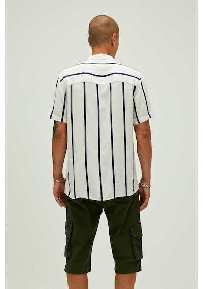 Bad Bear Sergio Shirt 21.01.30.015b Beyaz Kısa Kollu Çizgili Erkek Gömlek Beyaz