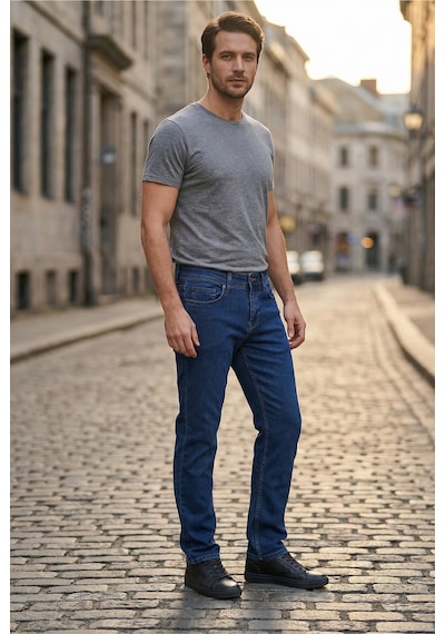 Little Cup Jeans Co Erkek Mavi Klasik Kesim Pamuklu Esnek Jean Kot Denim Pantolon
