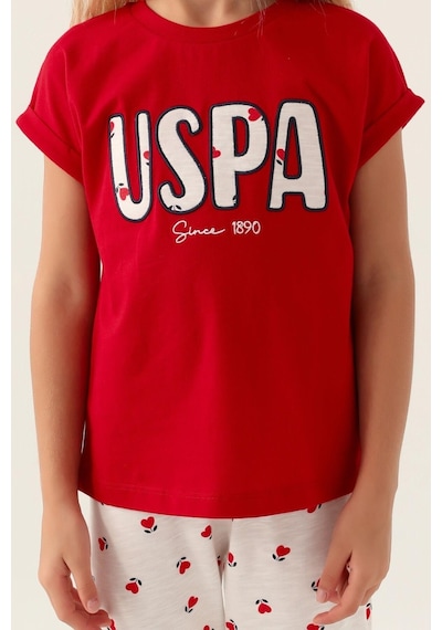 U.s. Polo Assn. 1834 Garson Lisanslı Text Printed Kız Çocuk Pijama Takımı 001