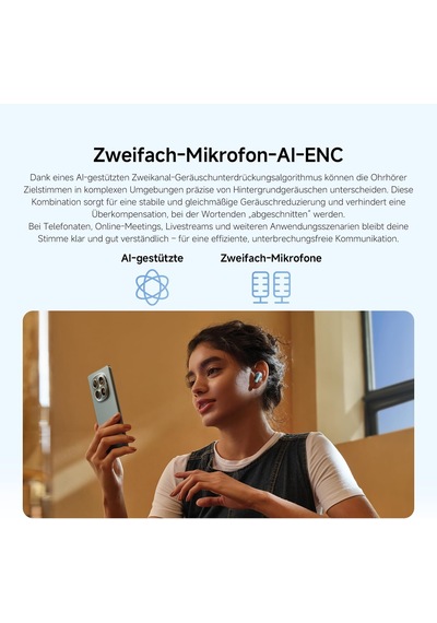 Redmi Buds 8 Lite Blue Kablosuz Bluetooth Kulaklık, 42db Aktif Gürültü Engelleme, Yapay Zeka Gürültü Azaltma, 36 Saat Pil Ömrü, Mavi