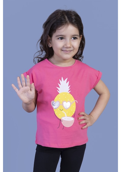 Toontoy Kids Toontoy Kız Çocuk Ananas Baskılı Tişört Fuşya