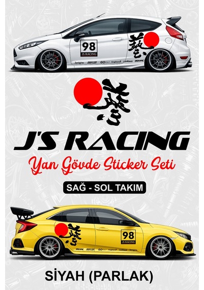 Js Racıng Yan Gövde Sticker Seti Siyahparlak - 854607454