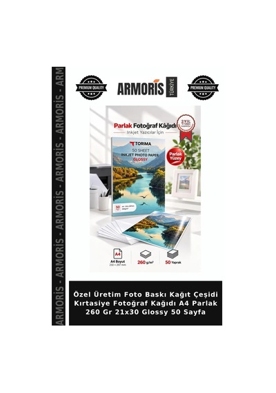 Özel Üretim Foto Baskı Kağıt Çeşidi Kırtasiye Fotoğraf Kağıdı A4 Parlak 260 Gr 21x30 Glossy 50 Sayfa