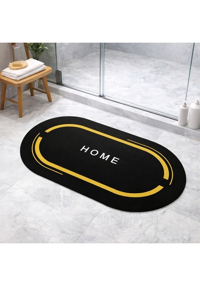 Nobera Banyo Paspası Kaymaz Taban, Hızlı Kuruyan Nappa Deri Mikrofiber 60x90 Cm Siyah