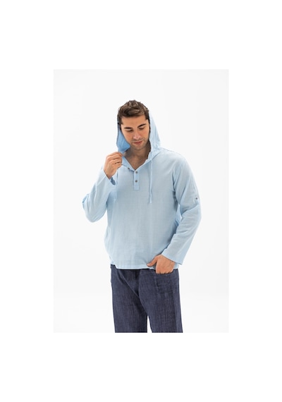 Şile Bezi Kapüşonlu Erkek Sweatshirt Buz Mavi Bmv