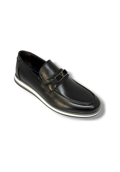 Castle Black Ac31330-1 Hakiki Deri Silikon Anatomik Taban Loafer Erkek Ayakkabı Siyah