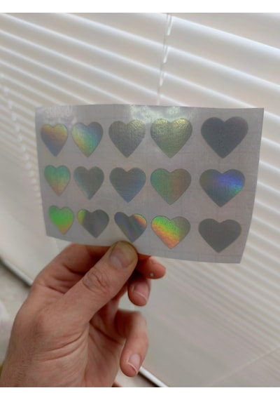 Kalp Sticker 15 Adet 2cm Yapıştırma Hologramm