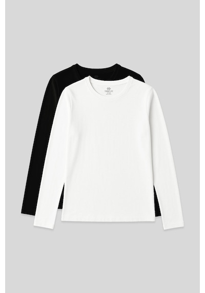 Standart Fit Basic O Yaka 2li Paket Siyah-beyaz Kadın T-shirt - 97312 Siyah-Beyaz