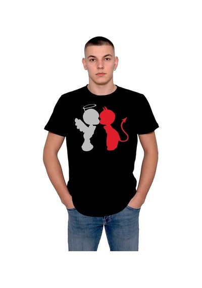 Angel Devil Love Şeytan Melek Aşkı İyilik Kötülük Tişört Unisex T-shirt 001