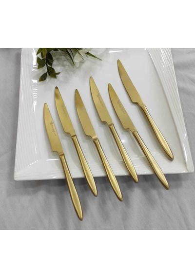 Carmen Mat Gold Titanyum  8 Adet Tatlı Bıçak Gold