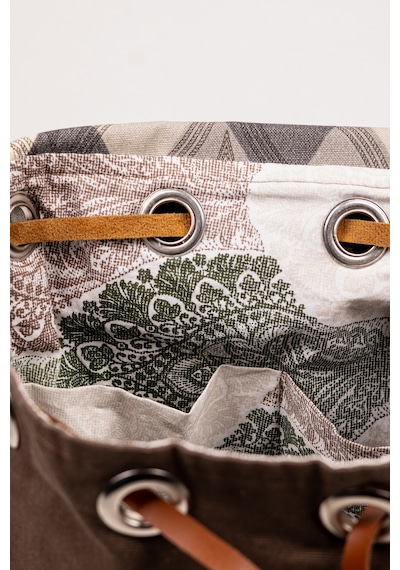 Fabric Craft Bag Sırt Çantası Duck Kumaş Kapaklı 38x40 Cm Kahverengi