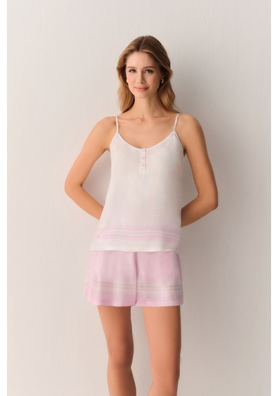 Suwen Cute Atlet Şort Pijama Takımı Sh26501667334 Pembe