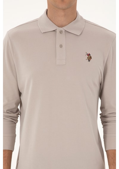 U.S. Polo Assn. Erkek Regular Fit Polo Yaka Taş Basic Sweatshirt 50313772-VR049