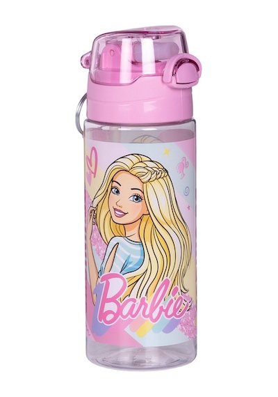 Wiggle 500ml Barbie Pipetli Askılı Kilitlenebilir Su Matarası Pudra Pembe
