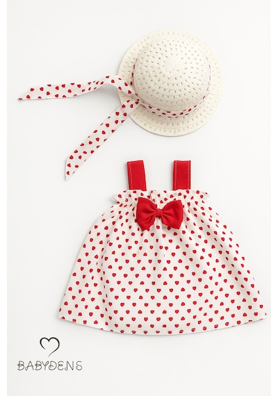 Babyden's Kız Bebek Kalp Desenli Fiyonklu Yazlık Elbise Şapkalı Takım - Kırmızı Beyaz Pamuklu Bebek Elbisesi Kırmızı - Beyaz Babyden's Kız Bebek Kalp Desenli Fiyonklu Yazlık Elbise Şapkalı Takım - Kırmızı Beyaz Pamuklu Bebek Elbisesi Kırmızı - Beyaz