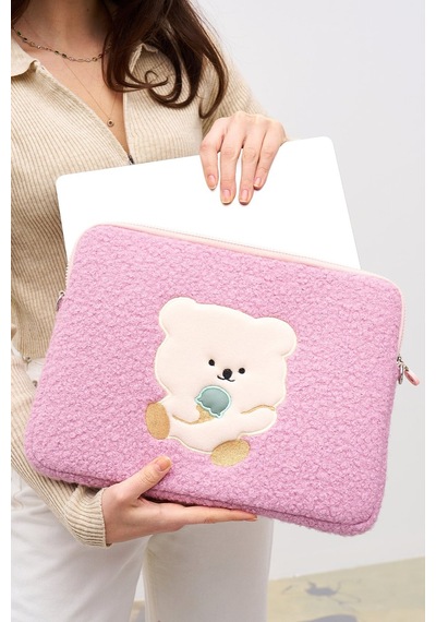Mussen Teddy Bear Laptop Kılıfı 13" & 14" İnç Uyumlu Pembe