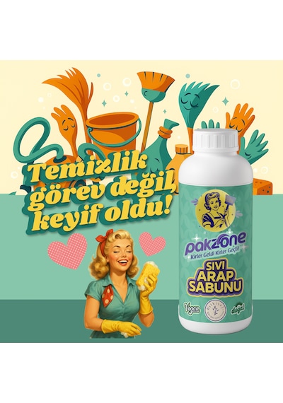 Pakzone %100 Doğal Sıvı Arap Sabunu Bitkisel Vegan 1000 Ml Tekli