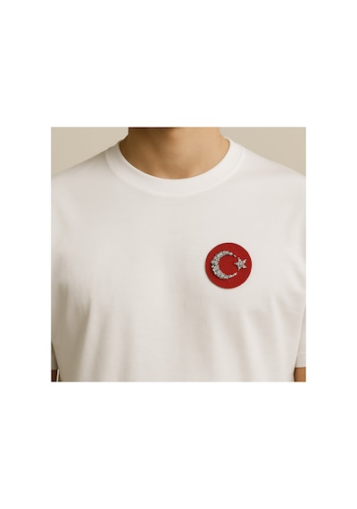 Taşlı Ütülenebilen Veya Sticker Olarak Kullanılabilen Daire Türk Bayrağı