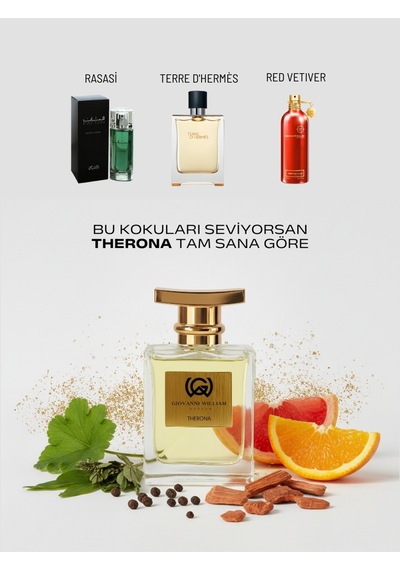 Therona Erkek Parfüm Edp Greyfurt, Portakal, Biber, Paçuli, Vetiver, Sedir Baharat - Odunsu