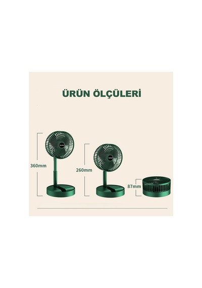 Robeve Rbv-07 Katlanabilir Şarjlı Masaüstü Vantilatör 3 Kademeli Hız Ayarlı Taşınabilir Mini Fan Serinletici Beyaz