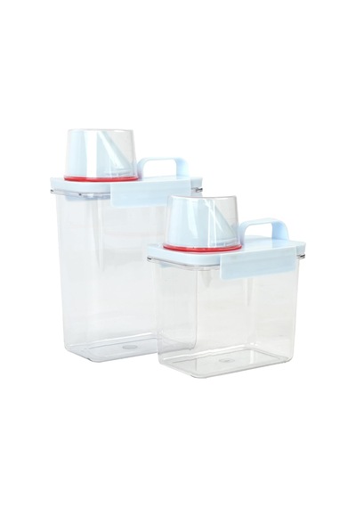 2 Li Saklama Kabı Sıkı Kapanan Ölçekli Kapak, Sızdırmaz Erzak Bakliyat Ve Deterjan İçin Çok Amaçlı Set 1100 Ml 1800 Ml