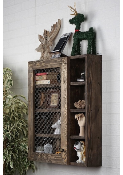 Ahsap Telli Dolap Terek Wdn071 57x11x67 Cm Kahverengi-ceviz