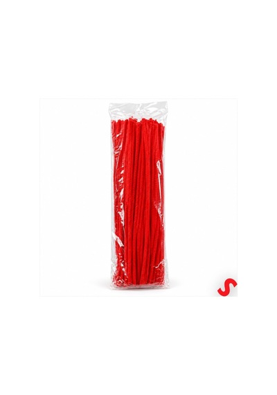 Şönil Çubuk 8 Mm Kalınlık 30 Cm Uzunluk, 100 Adet - Kırmızı