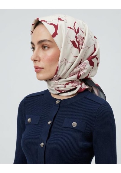 Bushu Noir Twill Eşarp Krem - Bordo