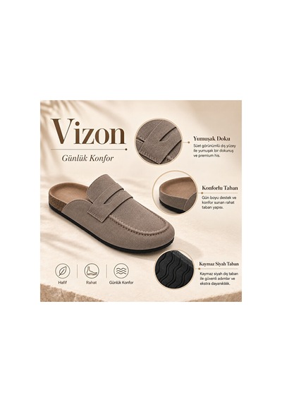 Dad Wolf Dadwolf Naples Wrapped 1029675 Loafer Terlik Mantar Taban Hafif Kaymaz Rahat Arkası Açık Günlük Mako Bej